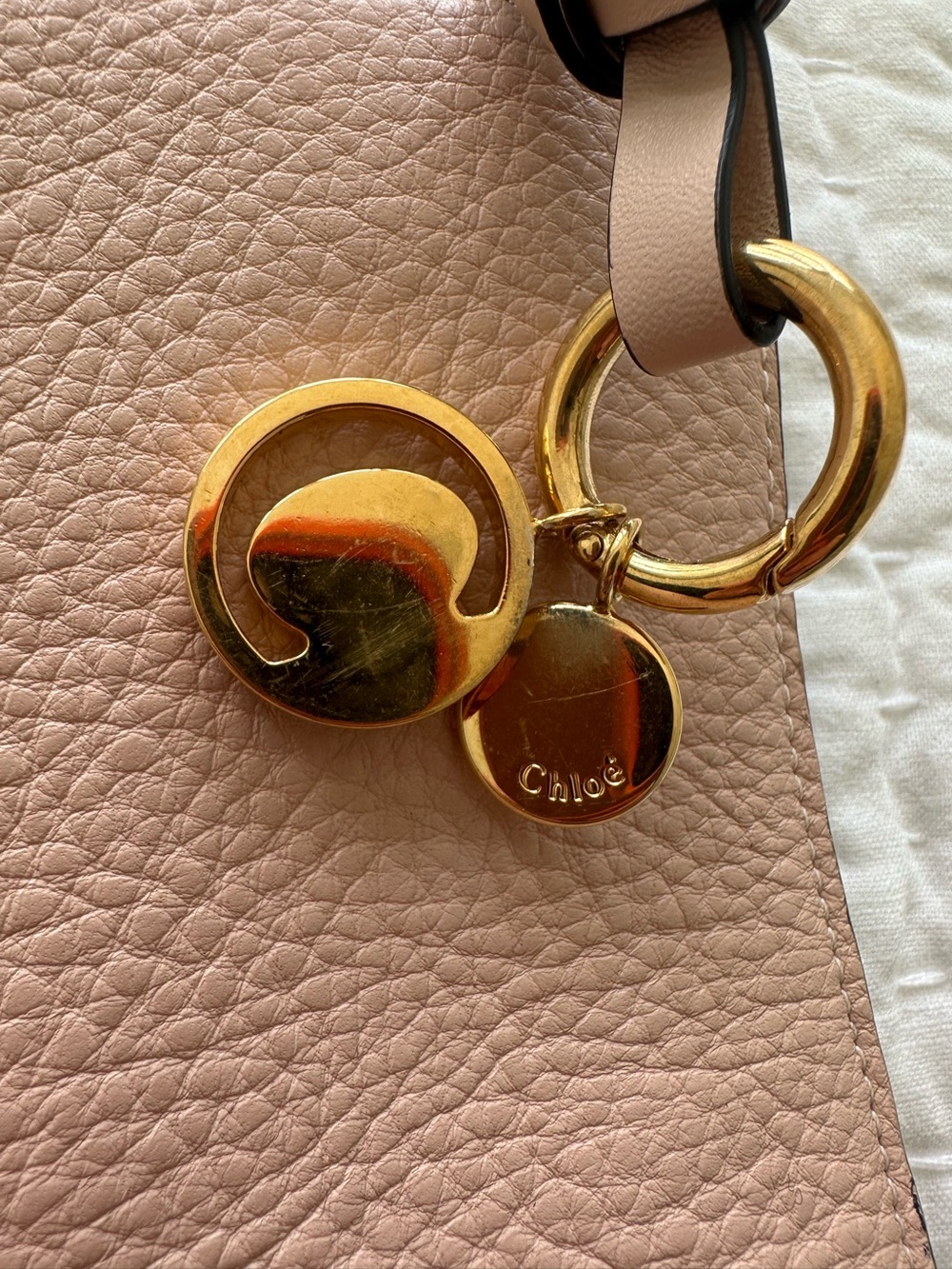 Chloé Blush Pink Leather Tote with Gold Hardware